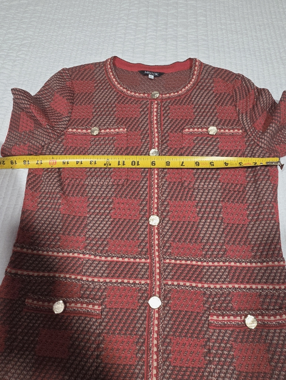 Misook Bold Plaid Tweed Knit Sheath Dress - Picture 6 of 7